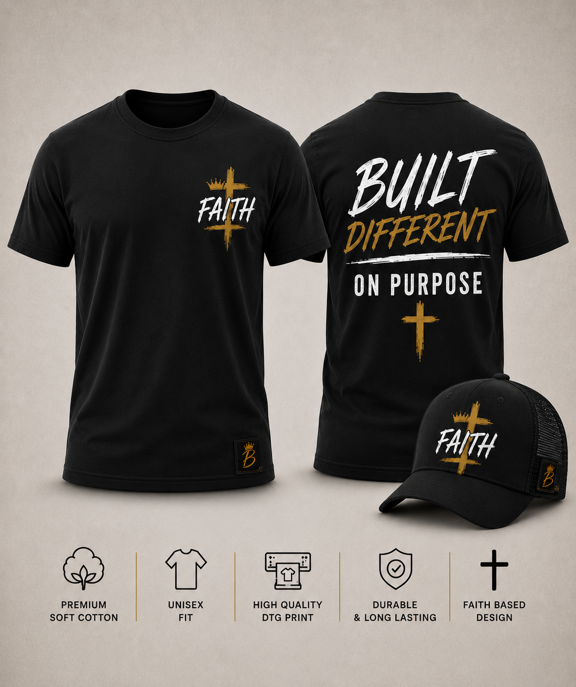 Built Different on Purpose | Faith Tee