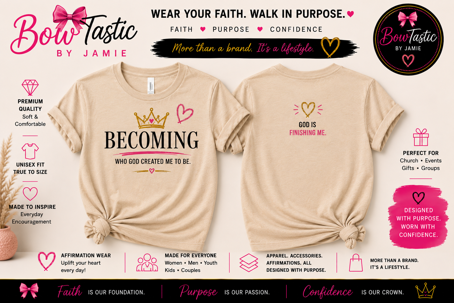 Becoming • Who God Created Me to Be Tee